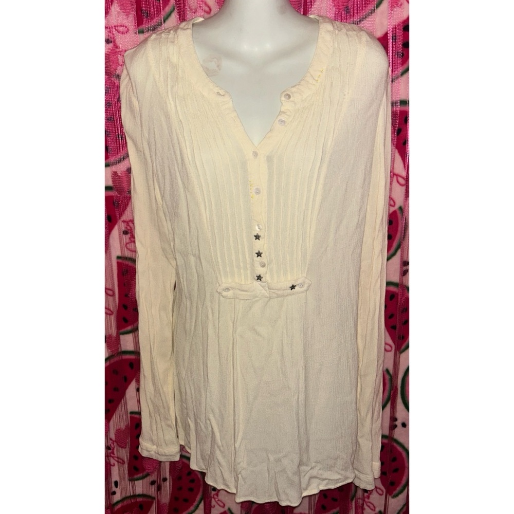 🤍 Free People Long Sleeve Blouse with Star Accents